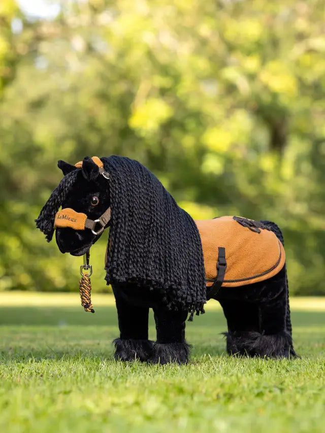 LEMIEUX Toy Pony Spike: Black Friesian Toy Horse for Equestrian Fun | Realistic Plush Pony