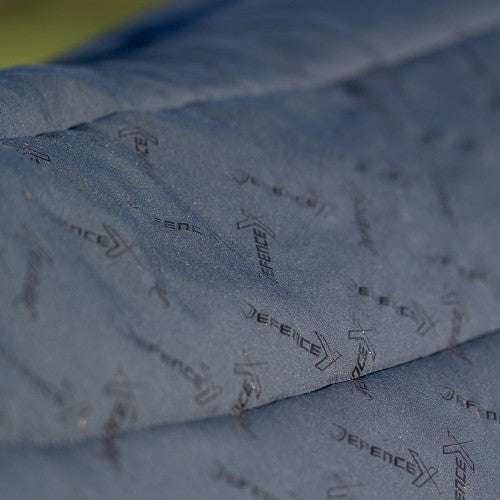 DEFENCEX SHIELD 200G Liner Rug, Navy Cotton Horse Rug with Detachable Neck. Brand logo print visible.