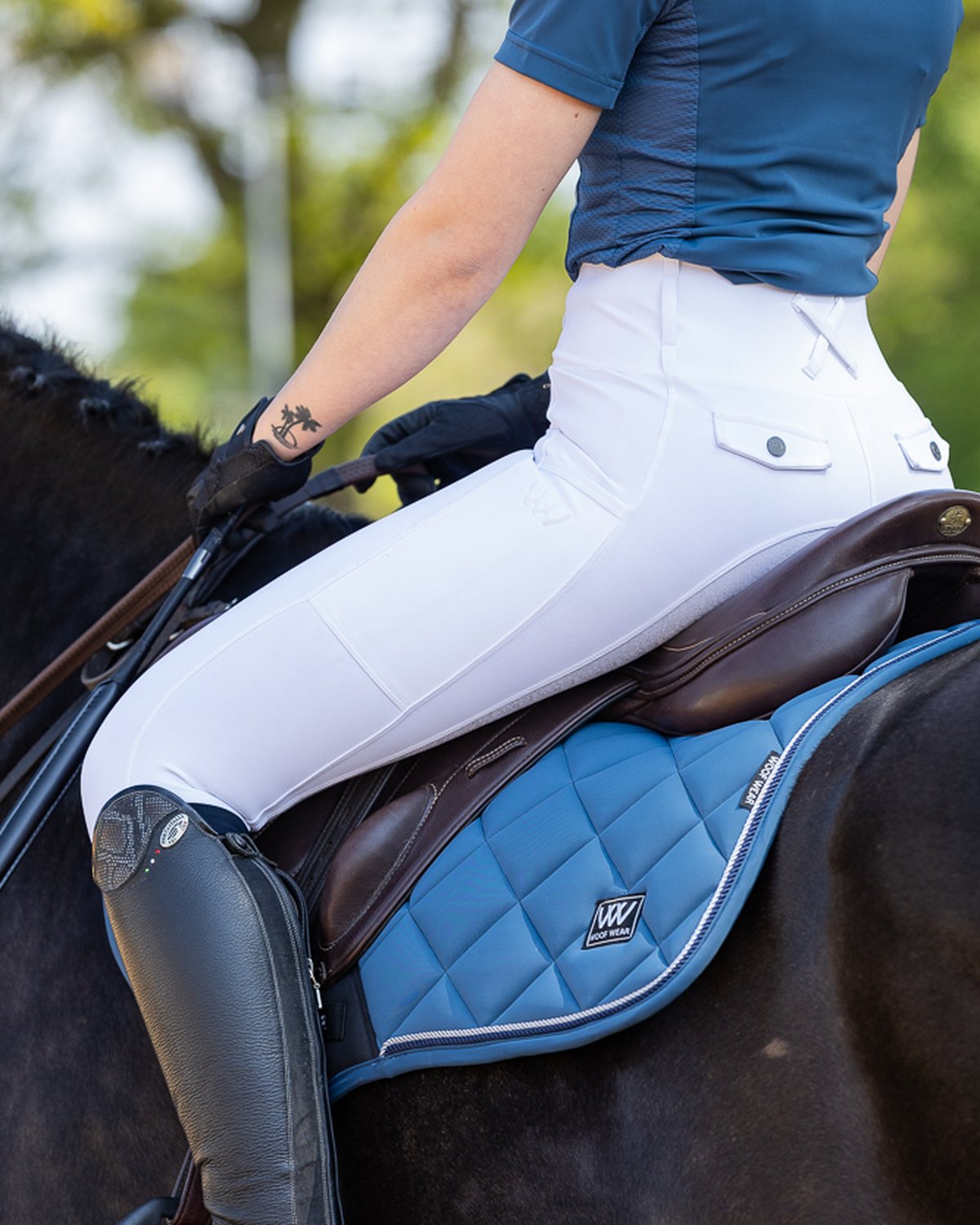 WOOF WEAR Competition Riding Tights in White: Equestrian Apparel, Horse Riding, Stylish Breeches