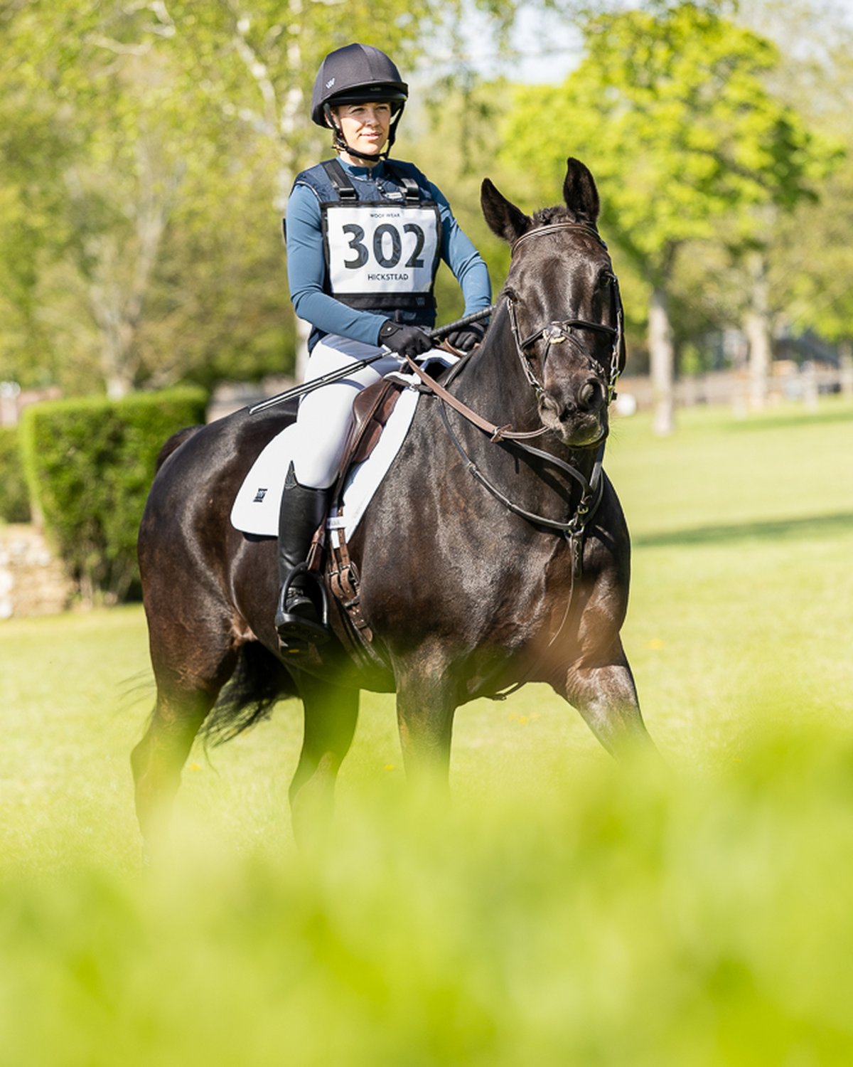 Horse and Rider Eventing with Number 302, WOOF WEAR EVENT NUMBER BIB BLACK, Equiflair