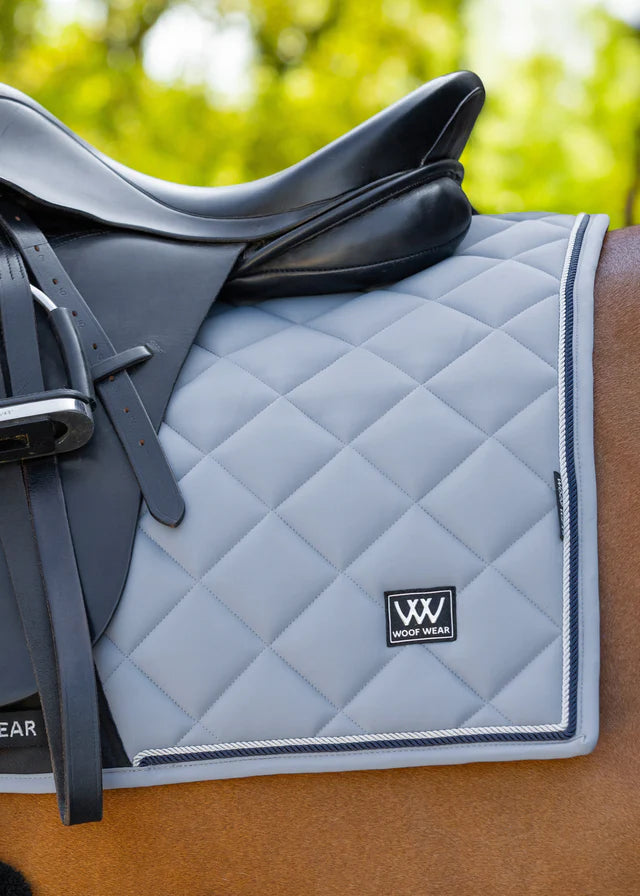 Woof Wear Vision Aura Steel Blue Dressage Saddle Pad for Horses | Quilted Design, Rope Binding