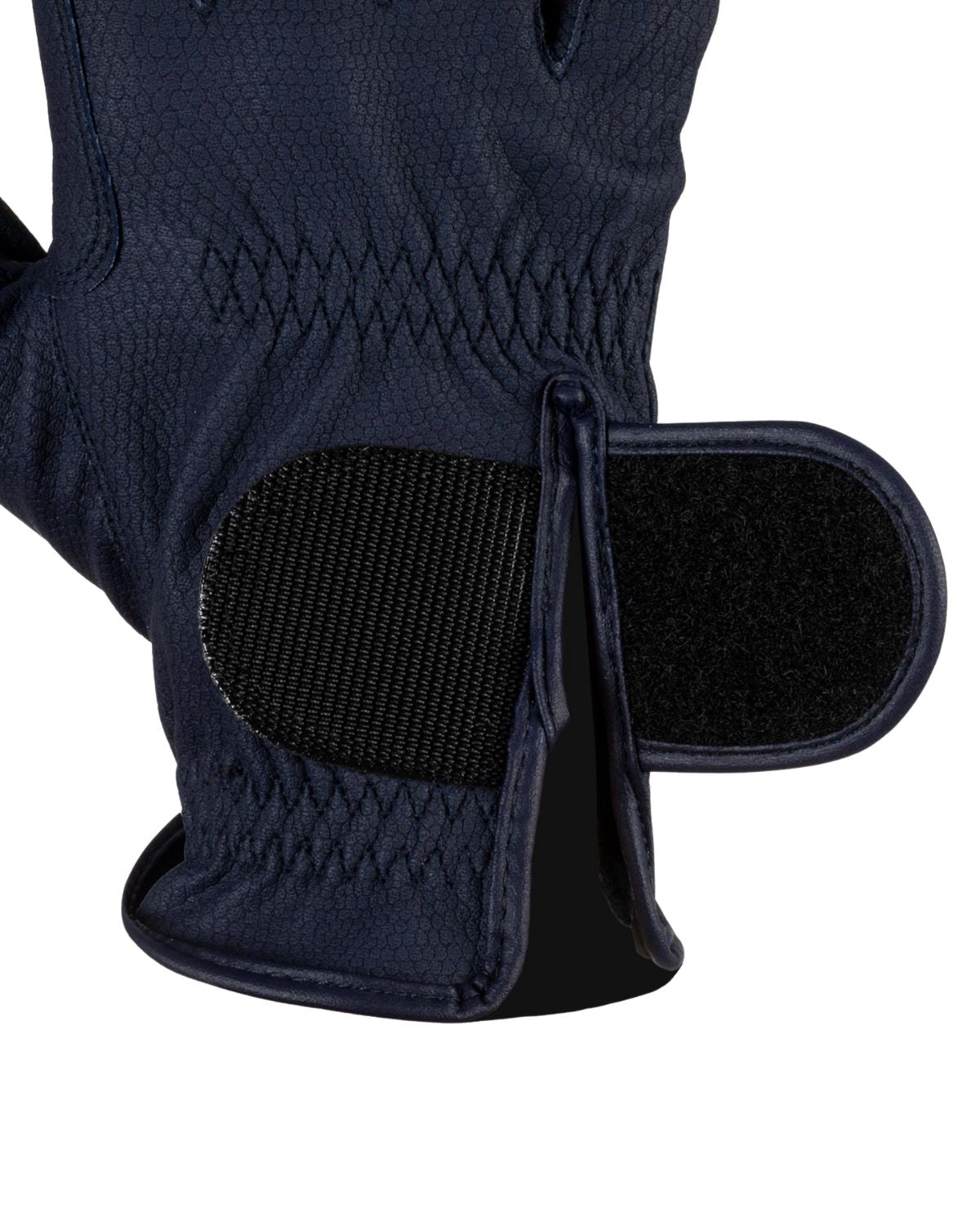 Equestro Unisex Gloves In Synthetic Leather With Tear Away Closure Navy