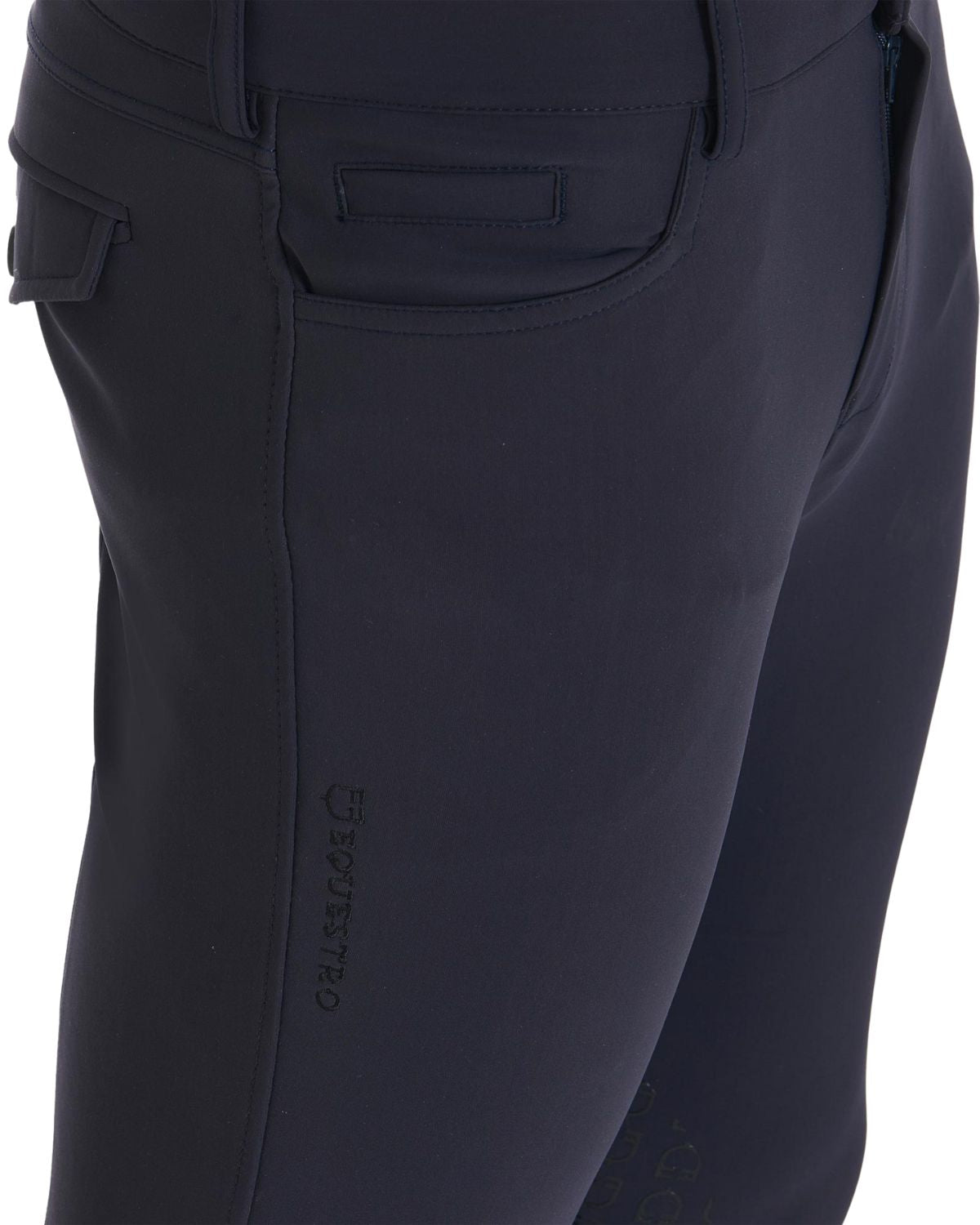 Equestro Men's Slim Fit Grip Breeches With Logo Navy Blazer