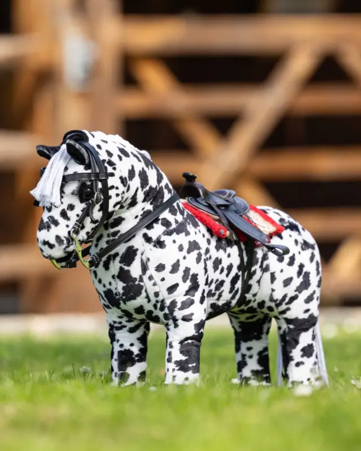 LEMIEUX Dakota Toy Horse Appaloosa - Black and White Plush Pony with Saddle | Equiflair