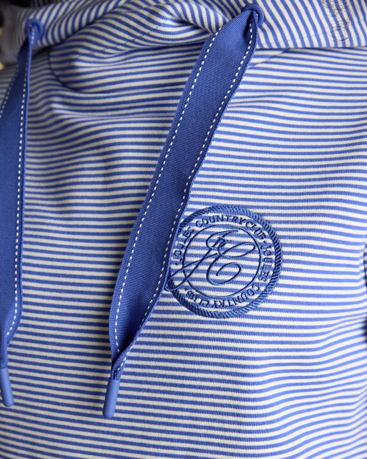 Joules Rushton Blue & White Striped Cotton Cowl Neck Hoodie | Equiflair