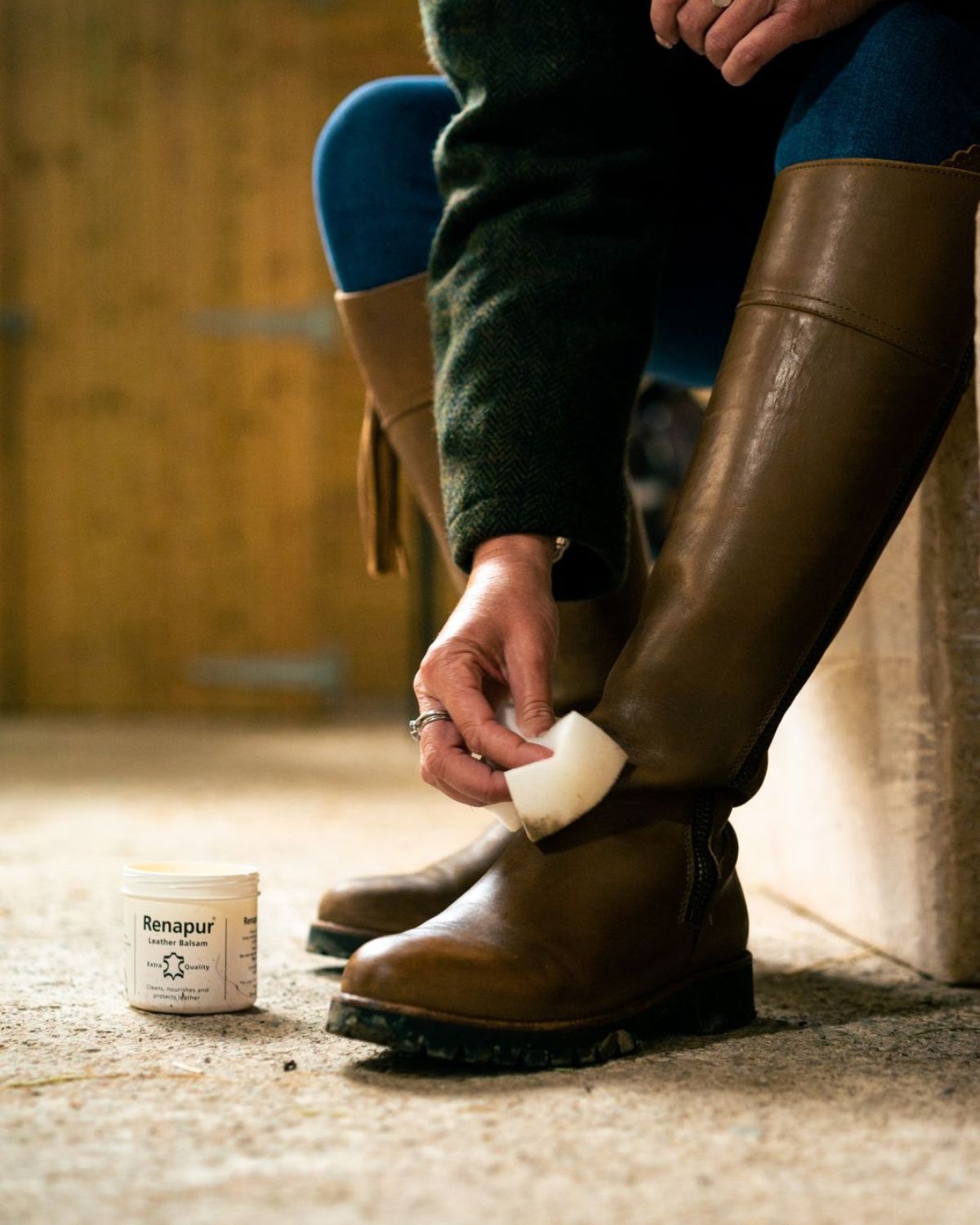Cleaning Leather Riding Boots with Renapur Leather Balsam by Equiflair