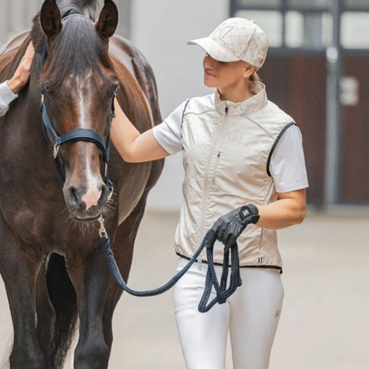 KINGSLAND KLJEAN Beige Bodywarmer: Equestrian Women's Warm-Up Vest from Equiflair. Horse riding apparel.