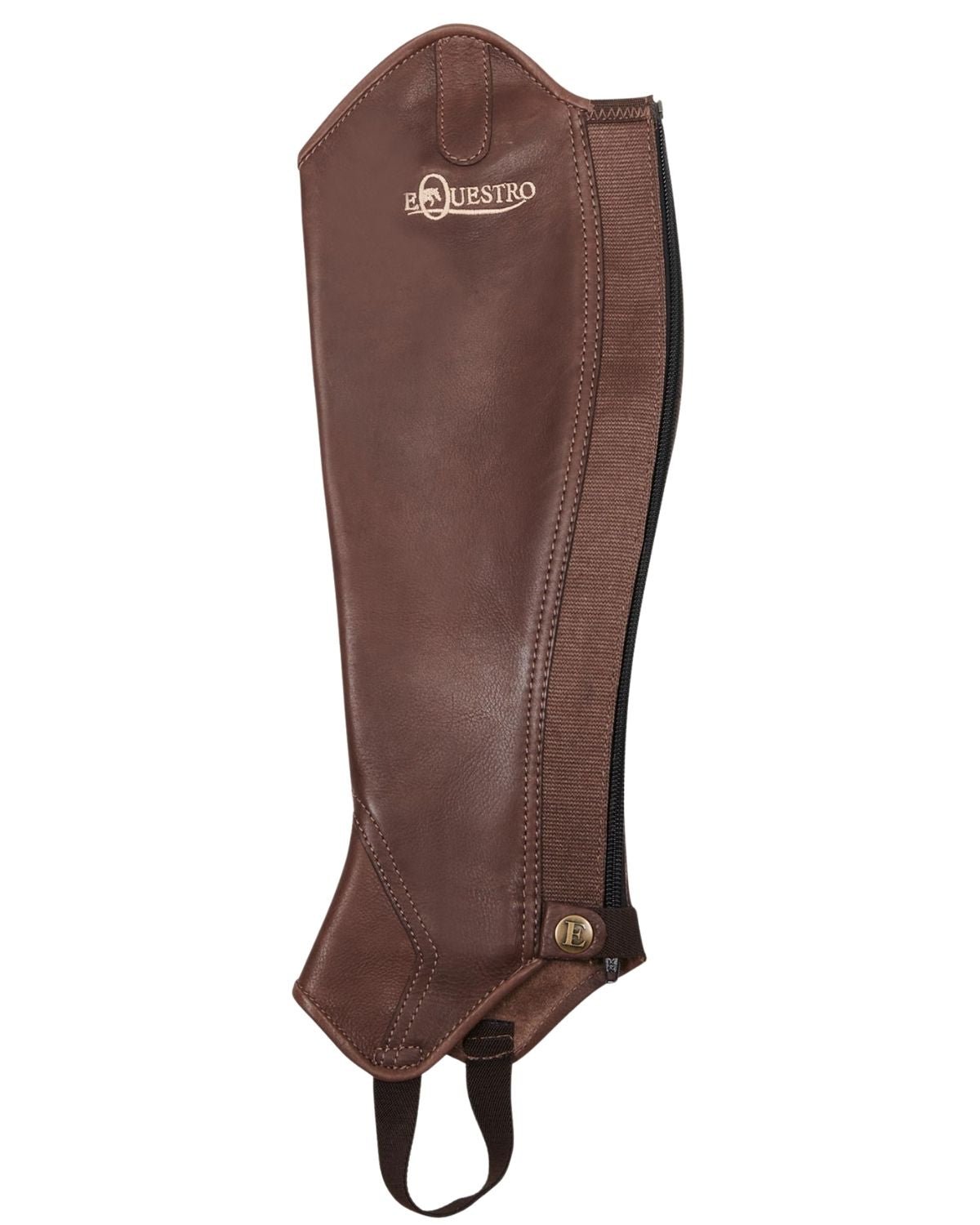 Equestro Unisex Soft Leather Gaiters With Rear Zip Brown | Equiflair
