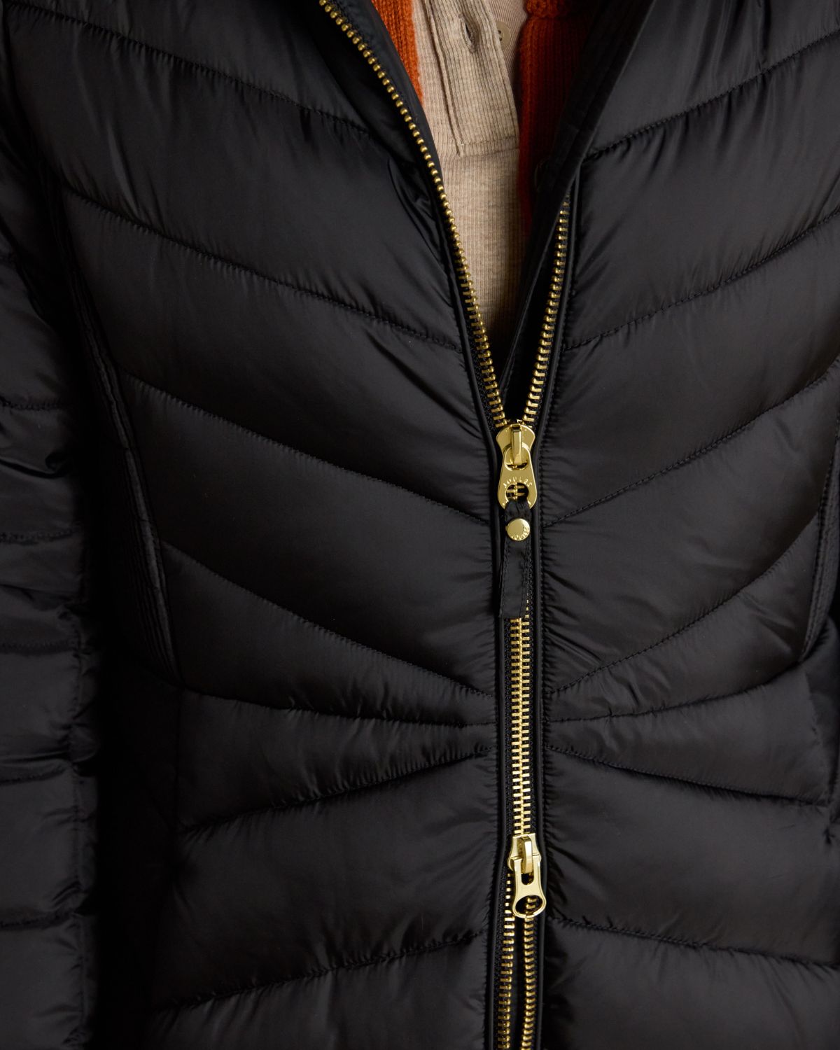 Joules Pembury Black Showerproof Longline Padded Coat with Hood