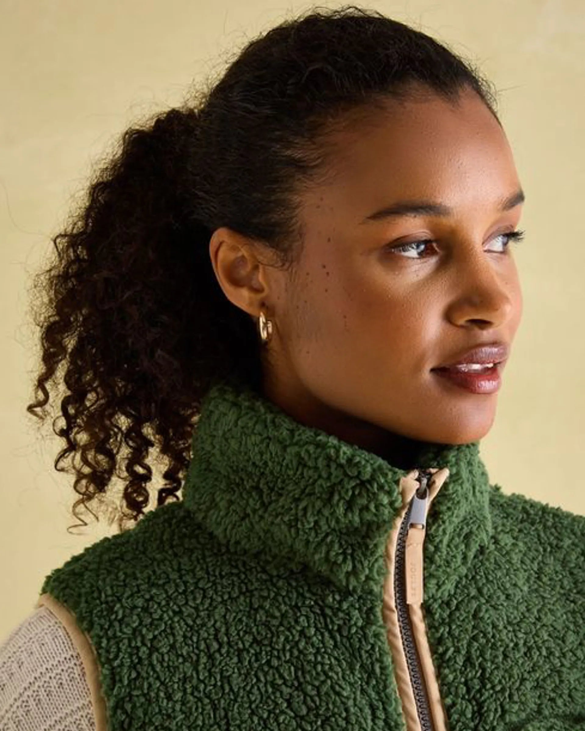 Joules Mallory Green Fleece Gilet - Women's Sleeveless Vest for Outdoor Activities