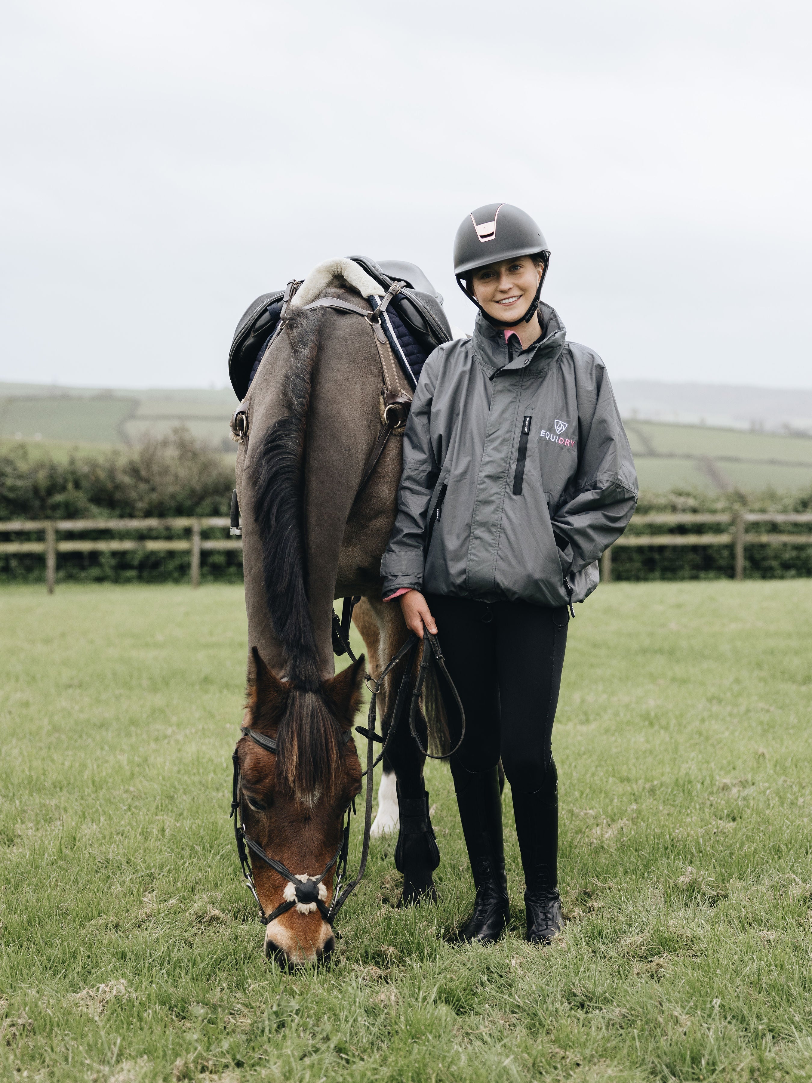 EQUIDRY Shortie Women's Thin Fleece Grey/Penelope Pink