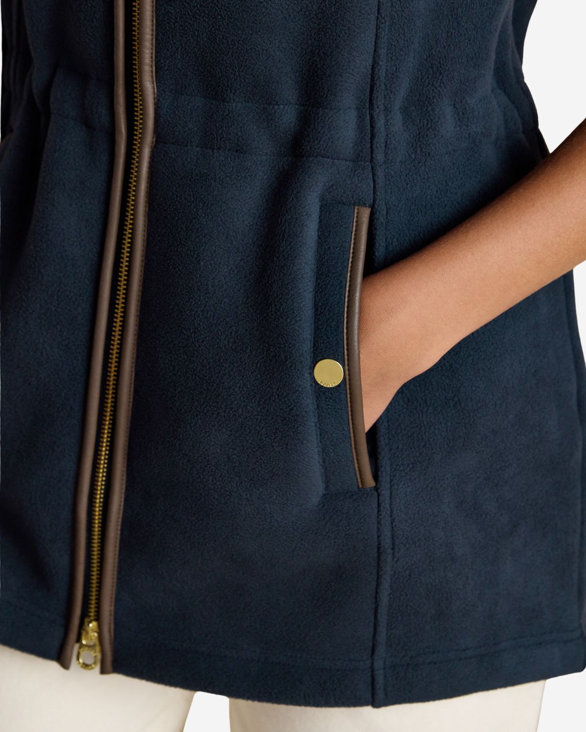 Joules Heritage Navy Blue Longline Fleece Gilet | Equiflair