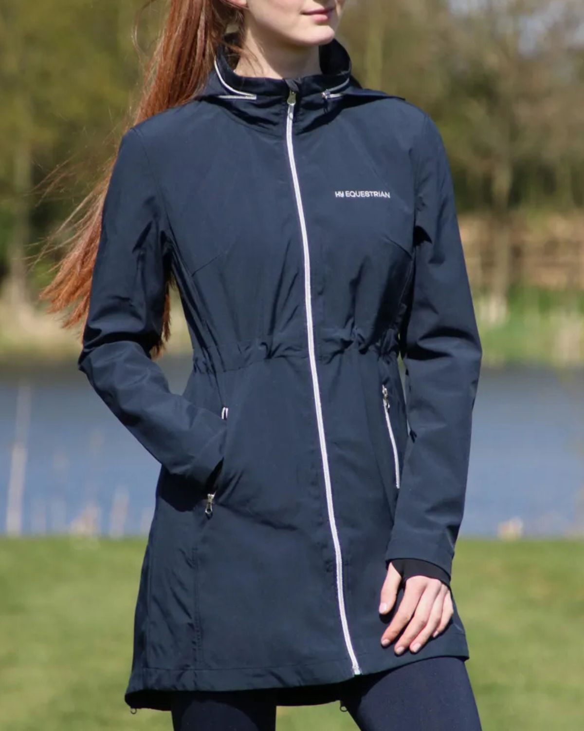 Hy Equestrian Synergy Long Rain Jacket Navy