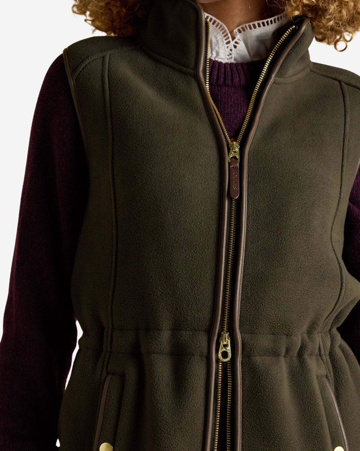 Joules Heritage Khaki Green Longline Fleece Gilet | Equiflair