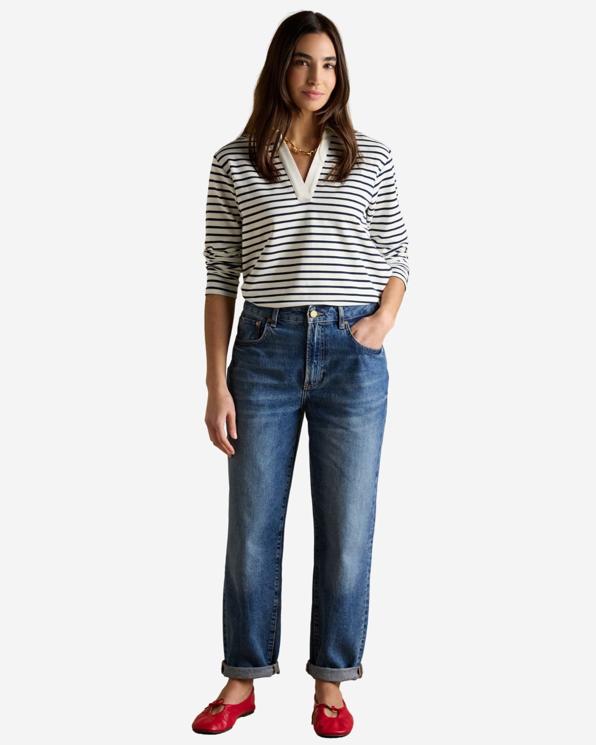 Joules Tallie Sweat Long Sleeve Top Navy/Cream | Equiflair