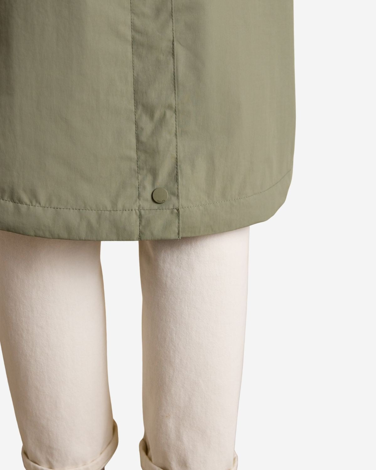 Joules Hensley Khaki Green Longline Waterproof Coat with Packable Hood | Equiflair