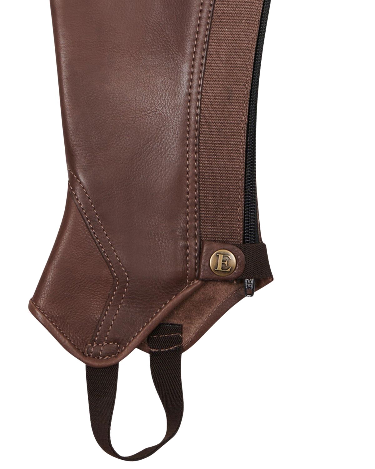 Equestro Unisex Soft Leather Gaiters With Rear Zip Brown