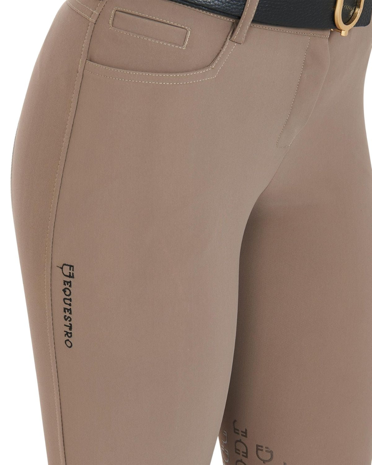 Equestro Women's Slim Fit Grip Breeches With Logo Walnut
