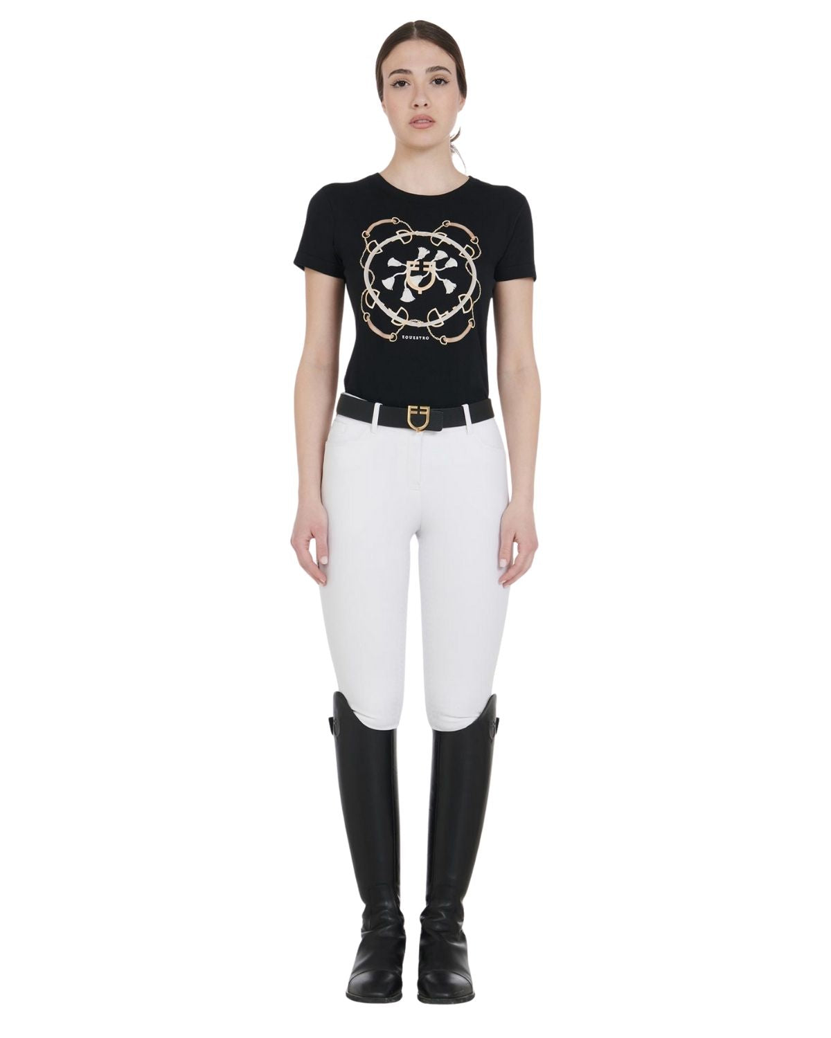 Equestro Women's Full Grip Slim Fit Breeches White