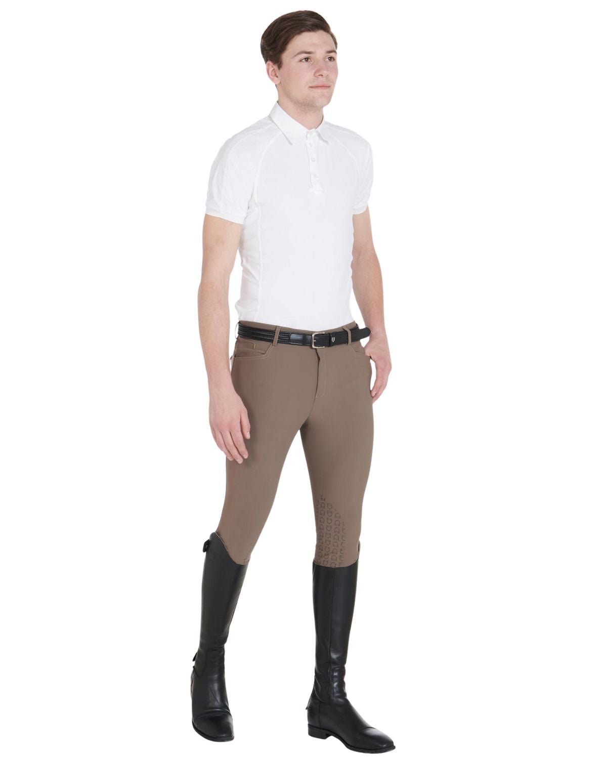 Equestro Men's Slim Fit Grip Breeches With Logo Walnut | Equiflair
