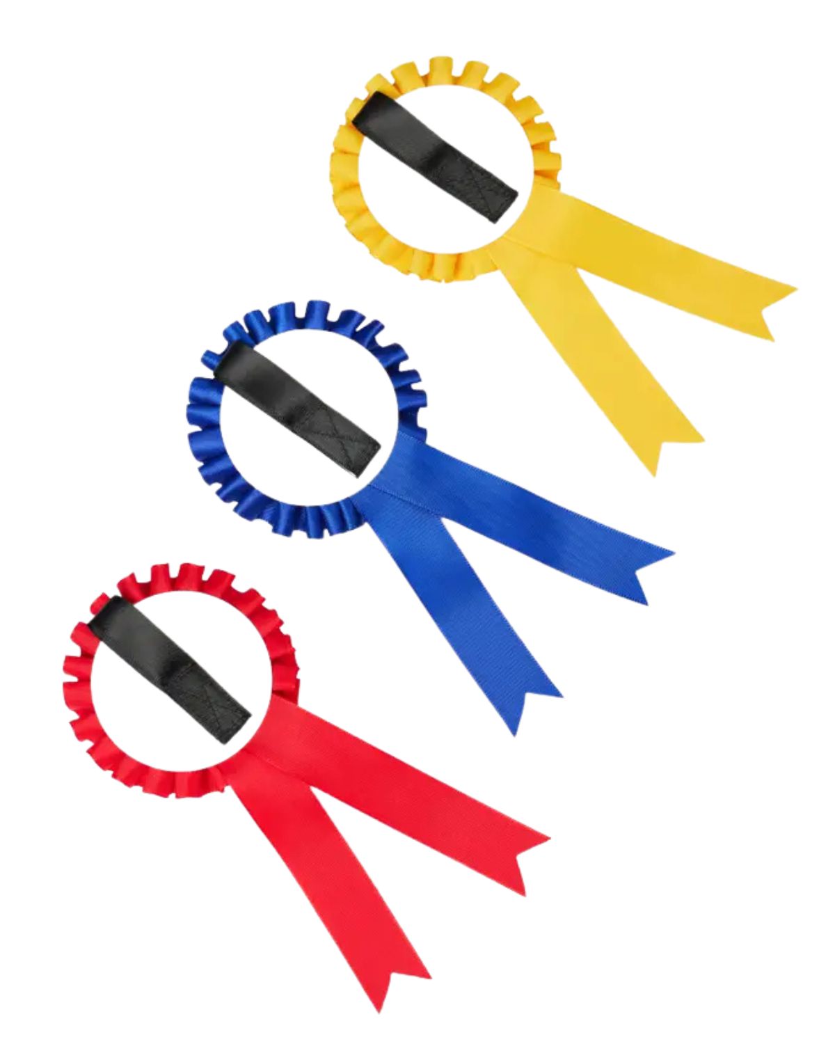 Lemieux Hobby Horse Rosettes Pack: Red, Blue, Yellow - Award Ribbons for Hobby Horse Competitions