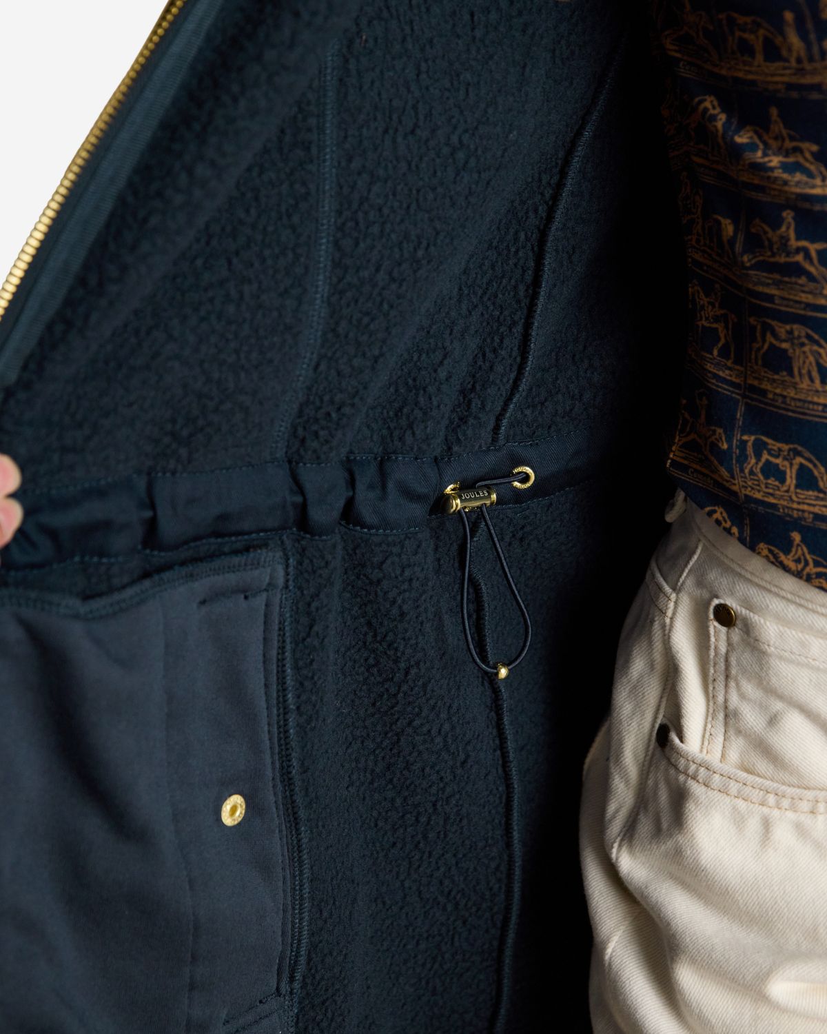 Joules Heritage Navy Blue Longline Fleece Gilet | Equiflair