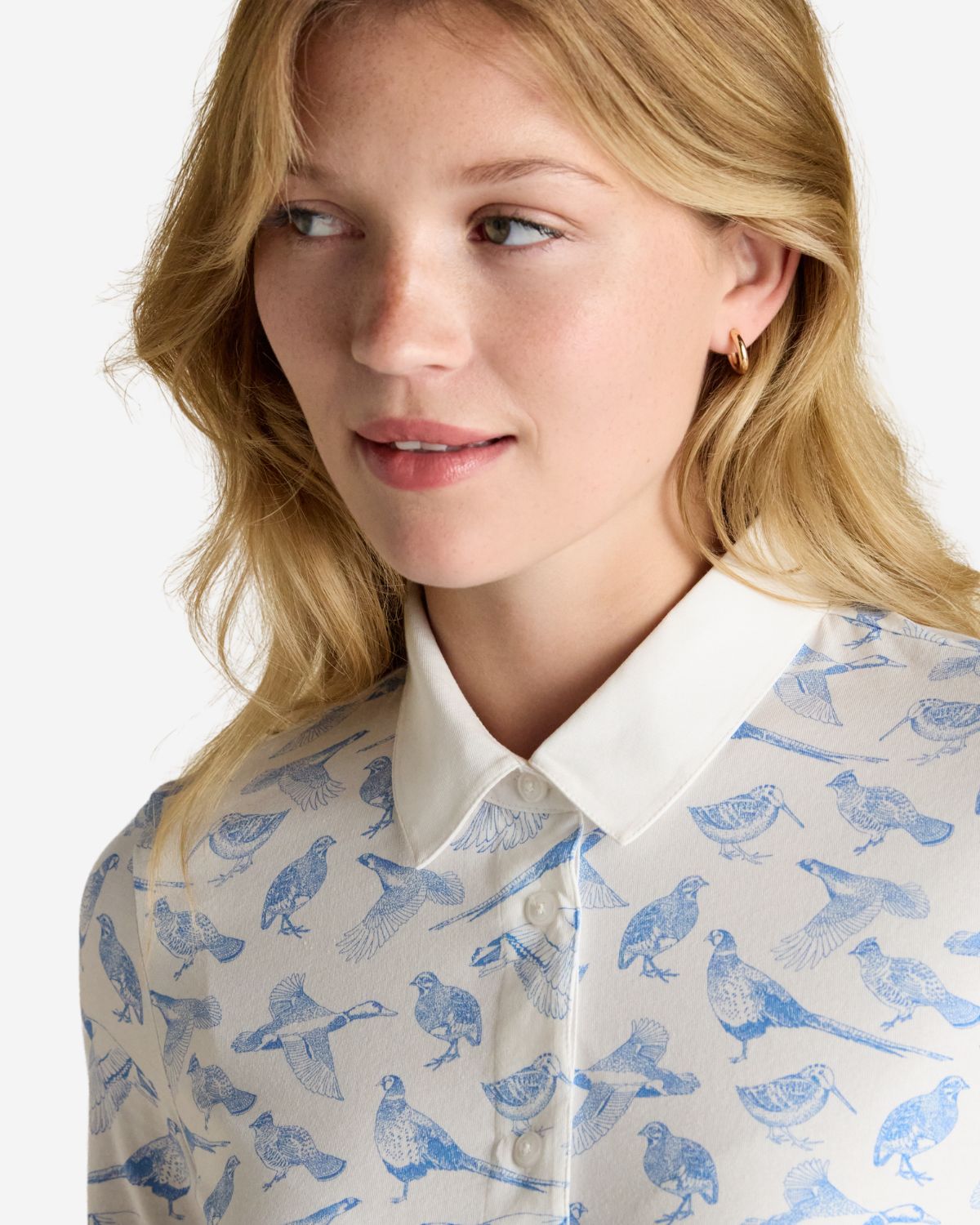 Joules Charlotte Blue Pheasants Printed Jersey Shirt