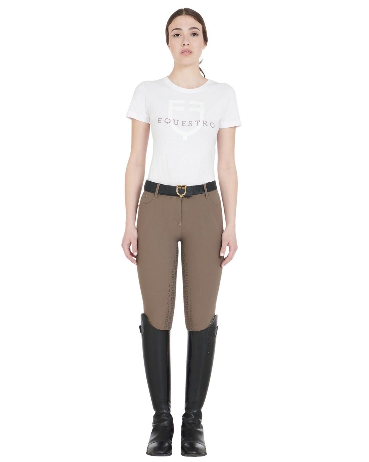 Equestro Women's Full Grip Slim Fit Breeches Walnut | Equiflair