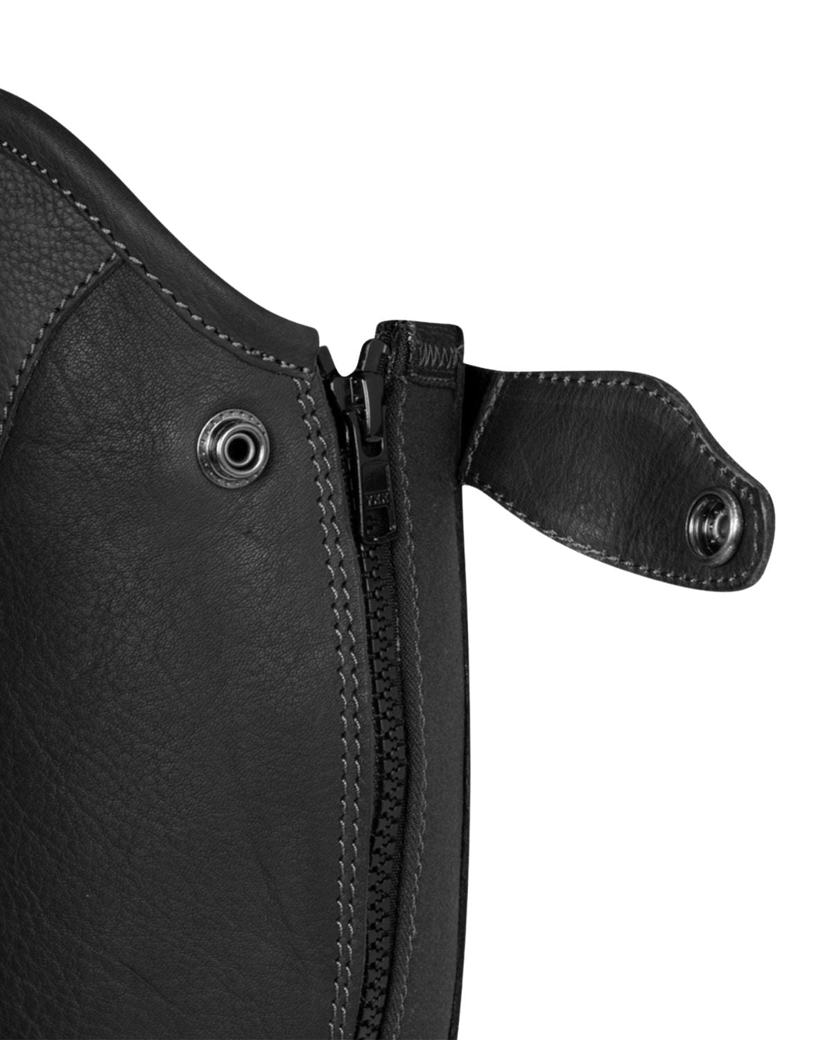 Equestro Unisex Short Leather Gaiters With Side Zip Black
