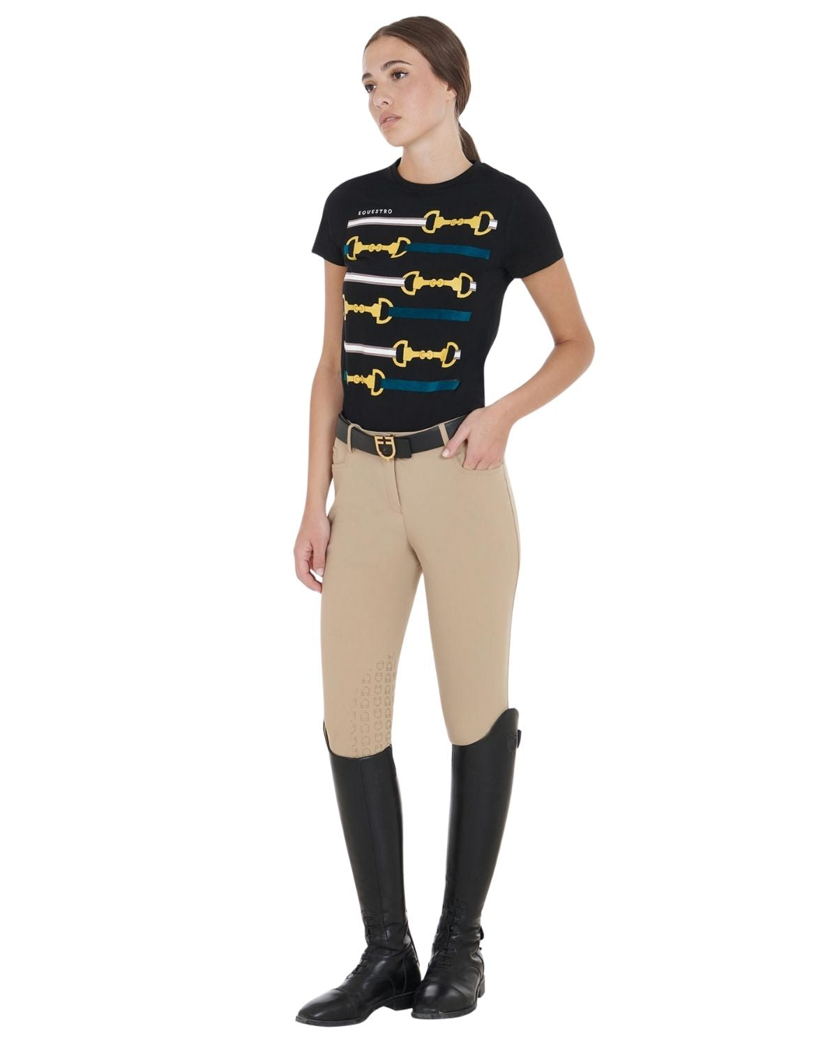 Equestro Women's Slim Fit Grip Breeches With Logo Incense | Equiflair