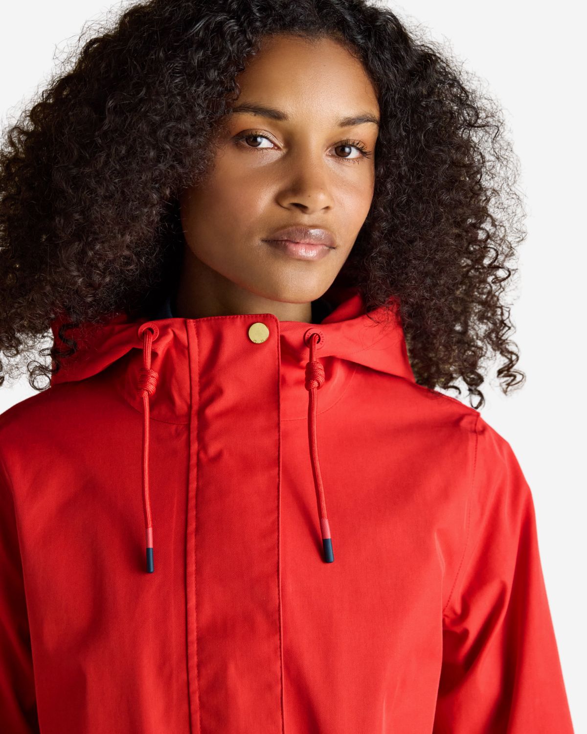 Joules Portwell Red Hooded Waterproof Raincoat for Women with Adjustable Waist - Equiflair
