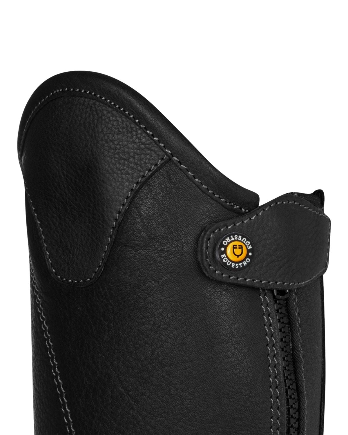 Equestro Unisex Short Leather Gaiters With Side Zip Black