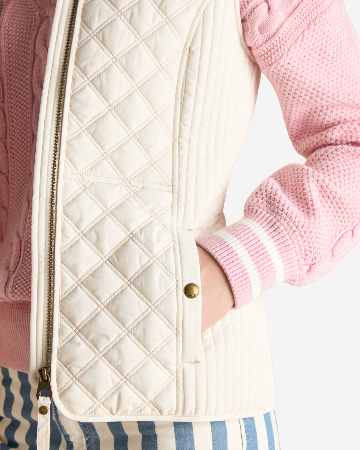 Joules Minx Showerproof Diamond Quilted Gilet Cream