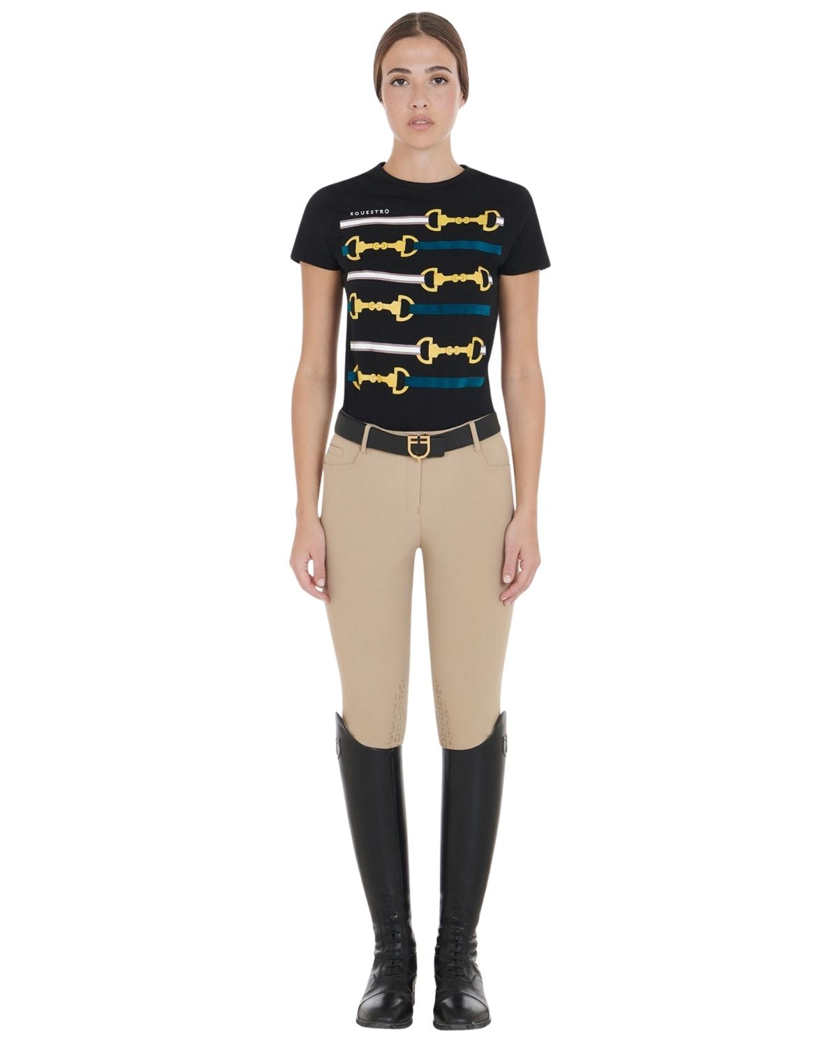 Equestro Women's Slim Fit Grip Breeches With Logo Incense | Equiflair