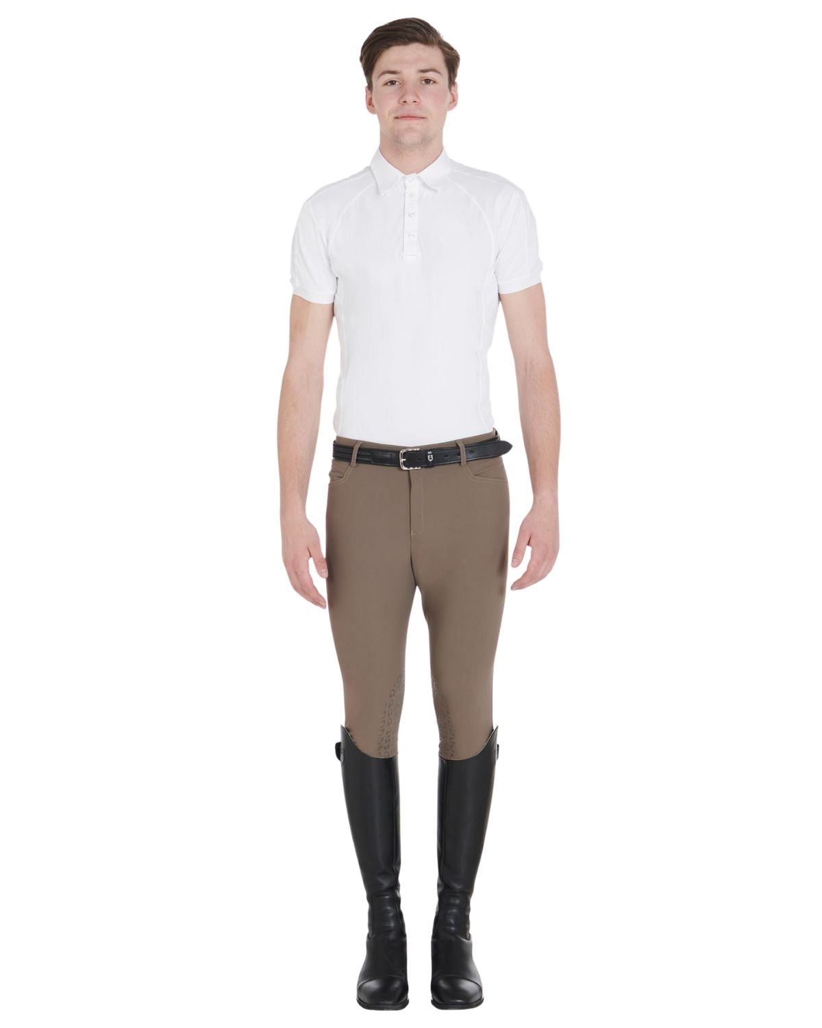 Equestro Men's Slim Fit Grip Breeches With Logo Walnut
