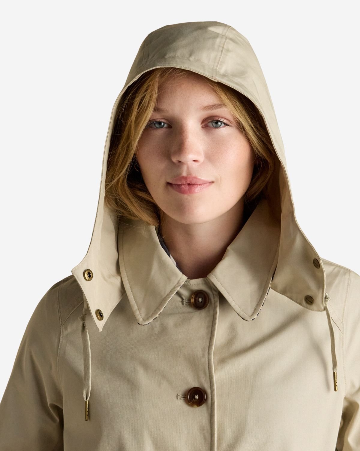 Joules Rainmore Neutral Button Through Waterproof Raincoat | Equiflair