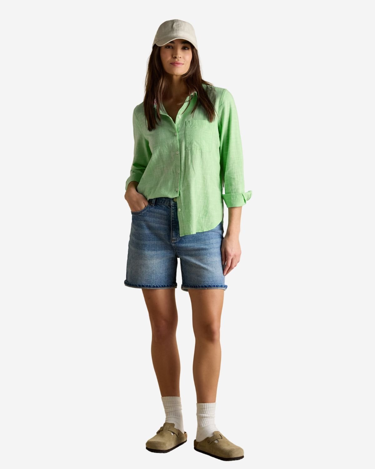 Joules Ida Green Puppytooth Long Sleeve Cotton Shirt | Equiflair