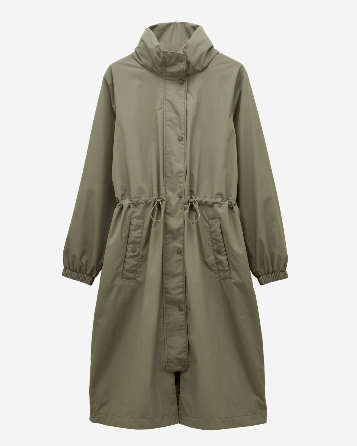 Joules Hensley Khaki Green Longline Waterproof Coat with Packable Hood | Equiflair