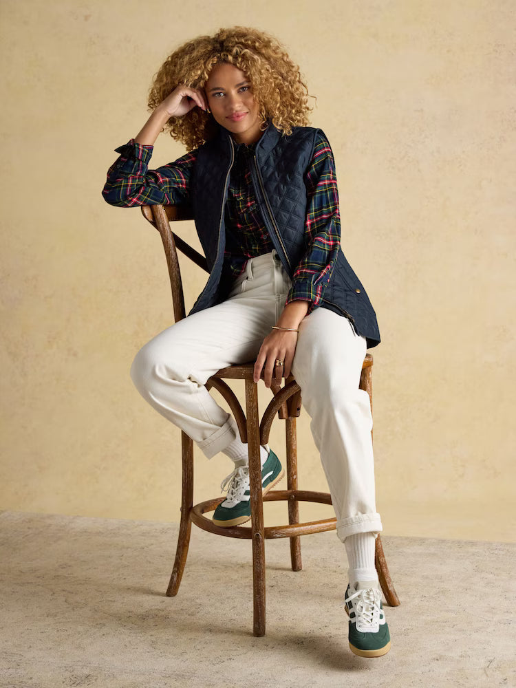 Joules Minx Showerproof Diamond Quilted Gilet Navy