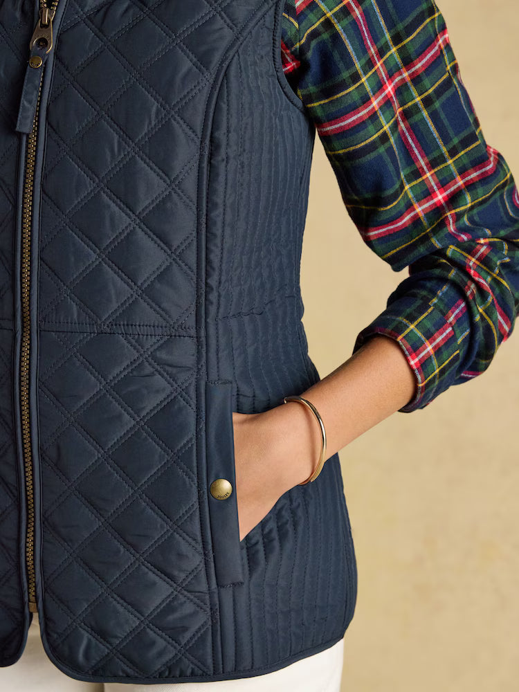 Joules Minx Showerproof Diamond Quilted Gilet Navy