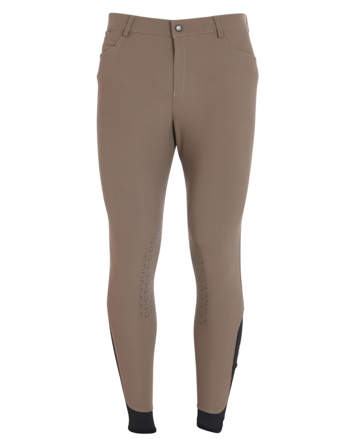Equestro Men's Slim Fit Grip Breeches With Logo Walnut | Equiflair
