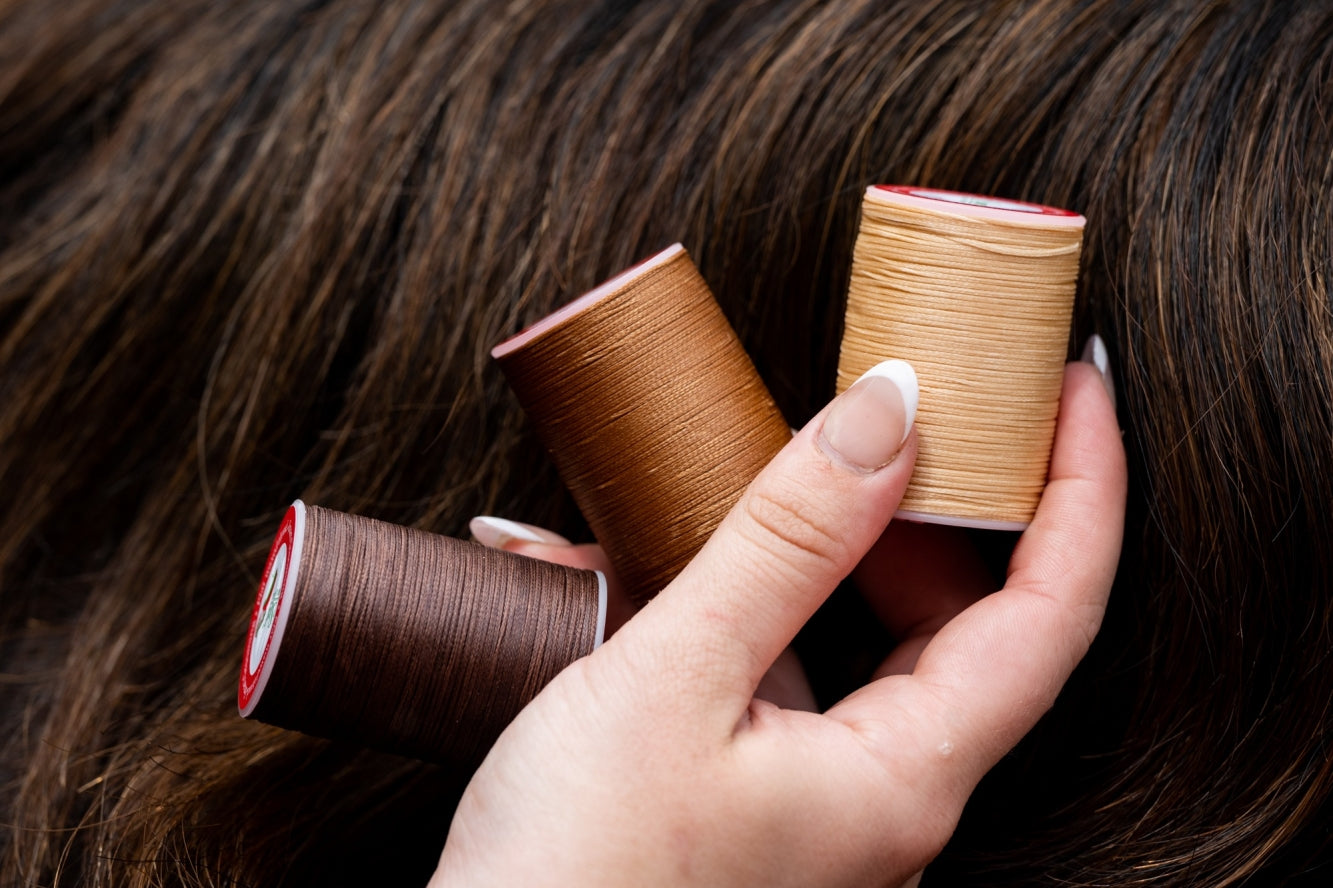 Smart Grooming Brown Flat Waxed Plaiting Thread Spools, Equestrian Sewing Thread for Braiding from Equiflair - Three Brown Spools
