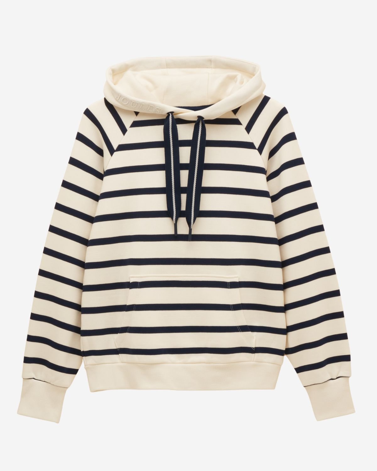 Joules Milbourne Cream & Navy Striped Cotton Blend Hoodie | Equiflair