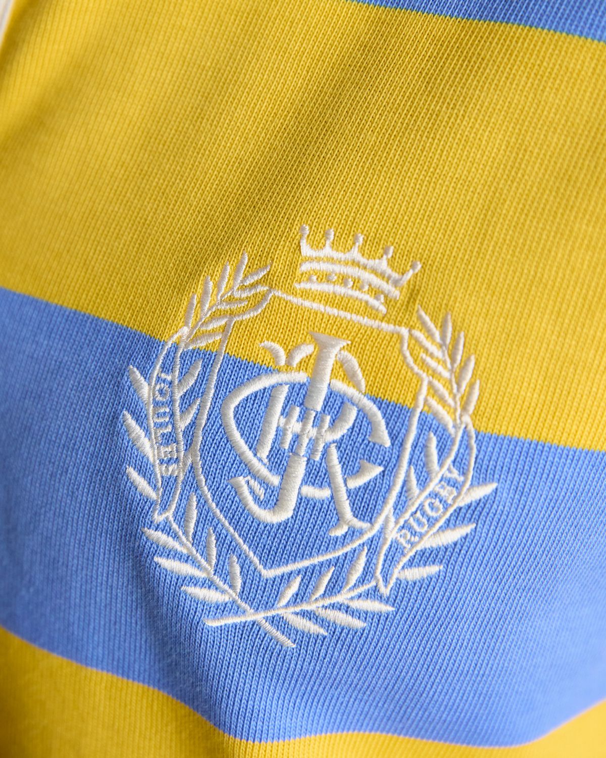 Joules Lara Yellow and Blue Stripe Boxy Fit Rugby Shirt | Equiflair