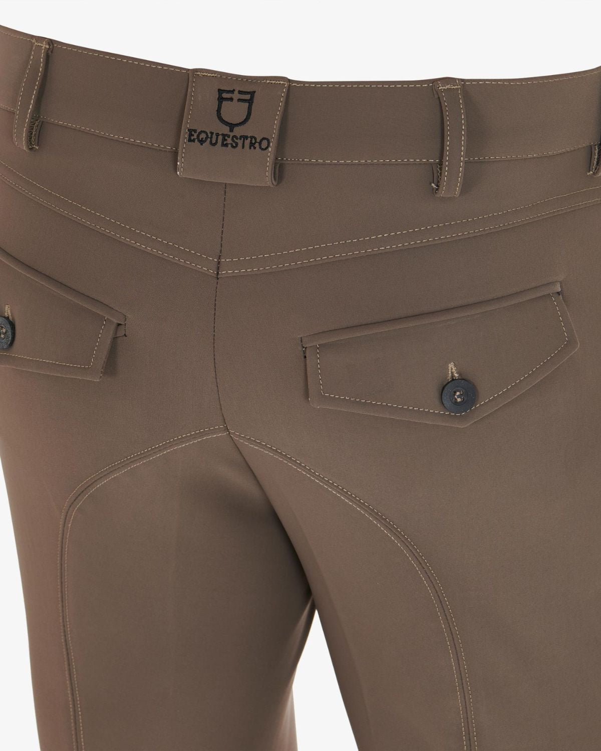 Equestro Men's Slim Fit Grip Breeches With Logo Walnut