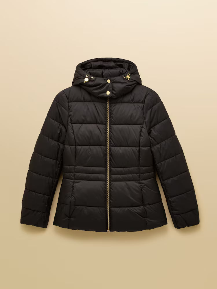 Joules Hadlow Black Showerproof Padded Coat with Hood