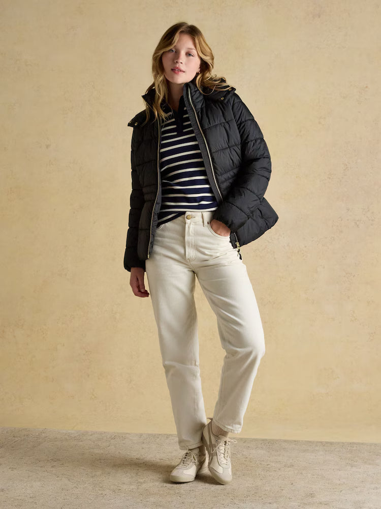 Joules Hadlow Black Showerproof Padded Coat with Hood