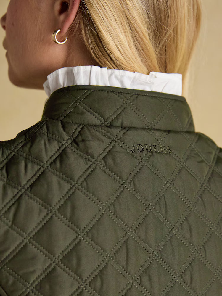 Joules Minx Khaki Green Showerproof Diamond Quilted Gilet