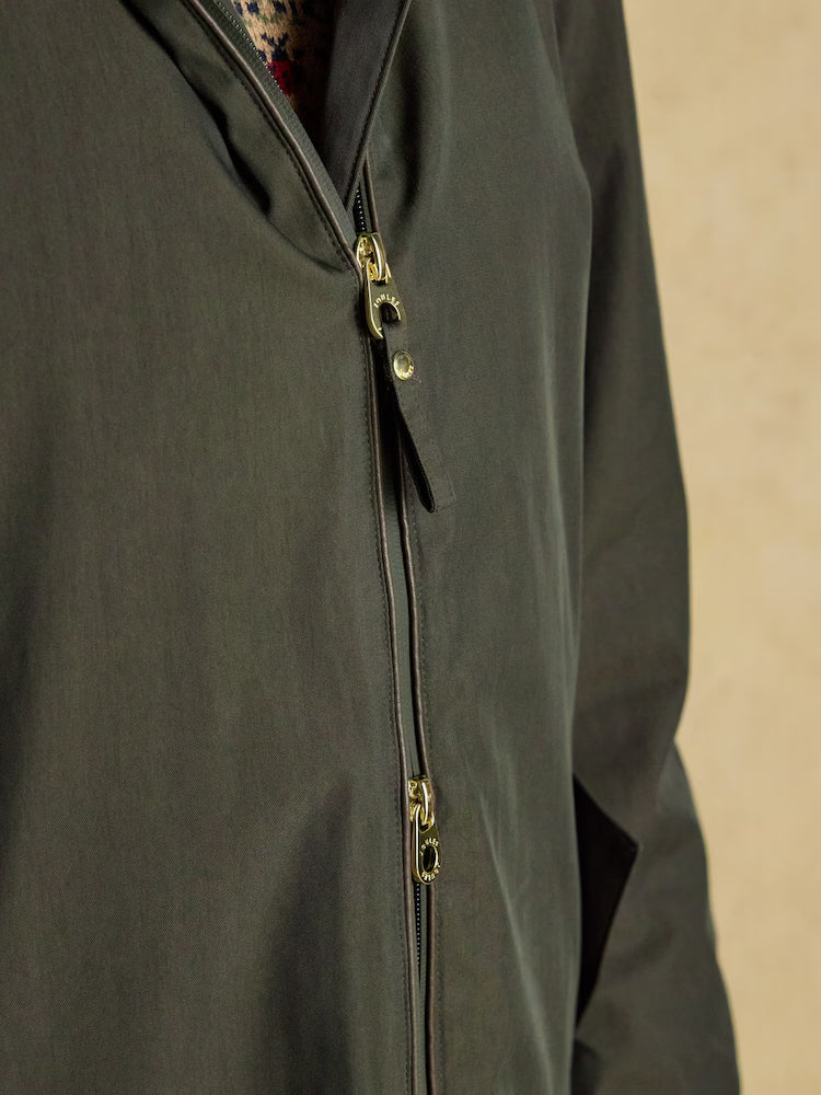 Joules Coverall Green Oversized Fleece Lined Waterproof Coat