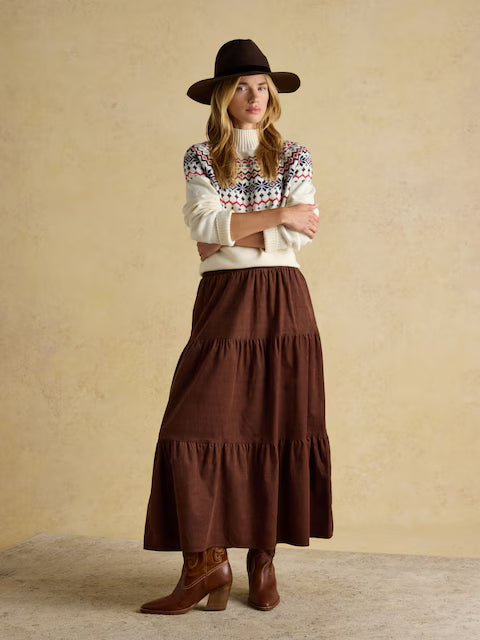 Joules Alba Cream Fairisle High Neck Cotton-Blend Jumper